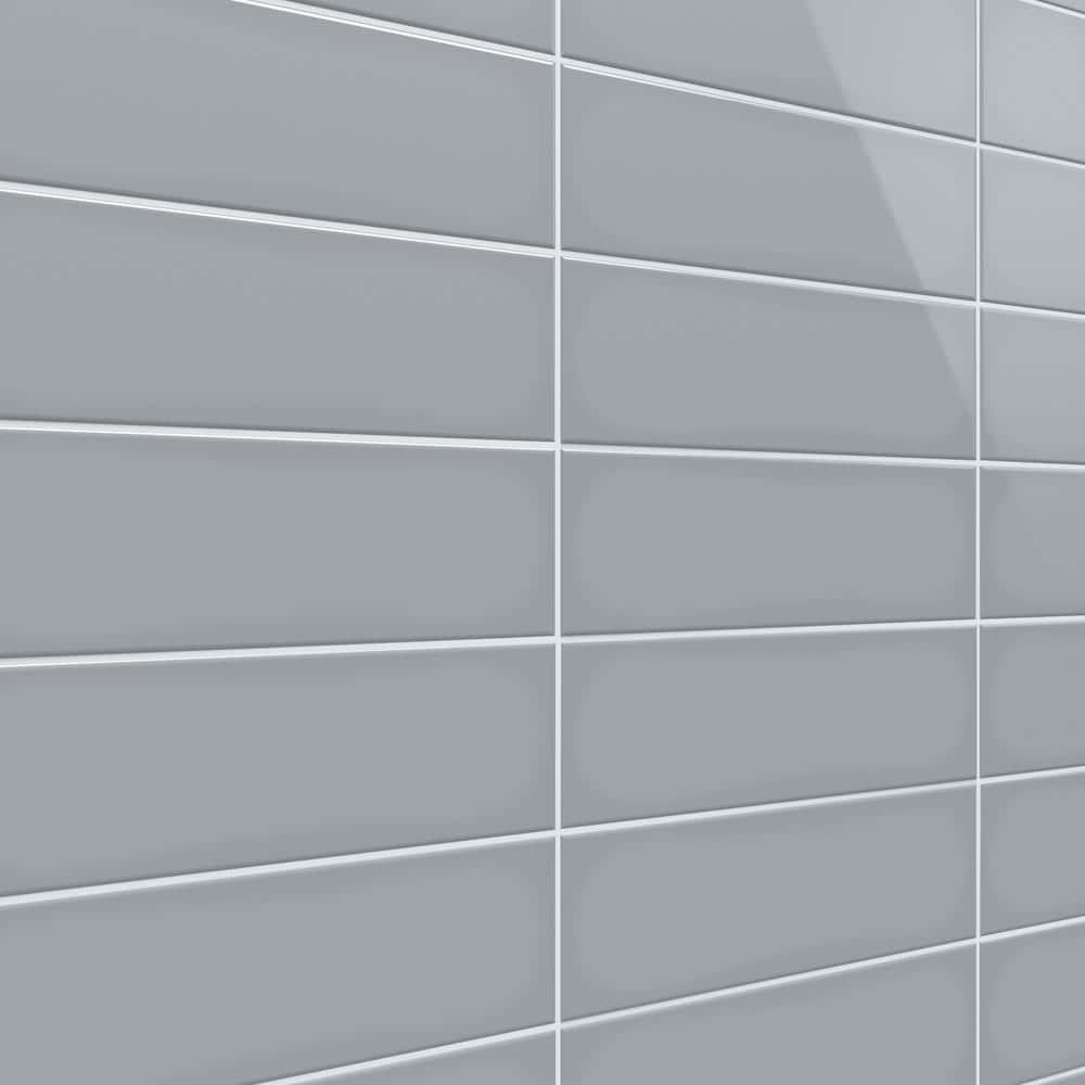 Abbey Road 4-in x 12-in Polished Gray Porcelain Subway Tile