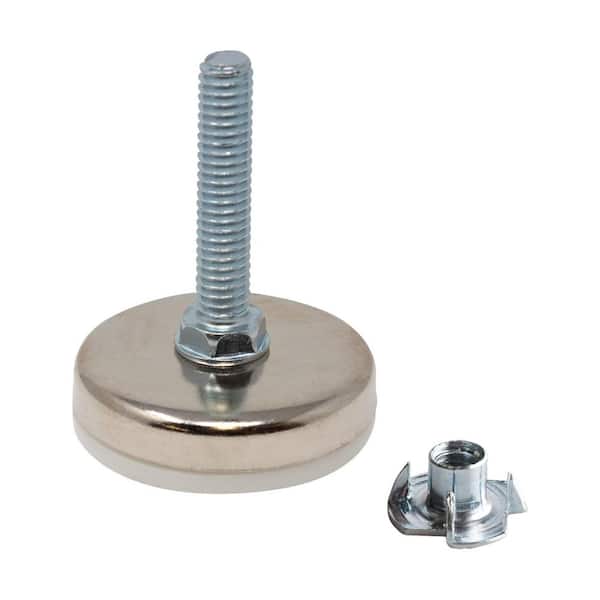 (100-Pack) Titan Nickel-White Hex Base 5/16-18 Thread x 1-1/2 in. L Stem Furniture Replacement Leveler with Insert