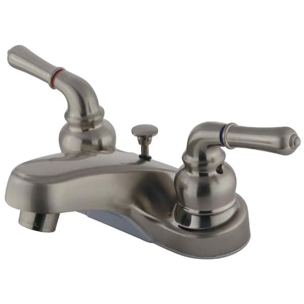 Kingston Brass Magellan 4 in. Centerset 2-Handle Bathroom Faucet with Brass Pop-Up in Brushed Nickel