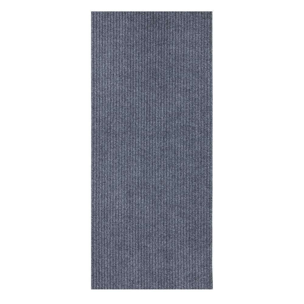 Ottomanson Scrabe Rib Waterproof Non-Slip Rubberback Solid 5x7 Indoor/Outdoor Entryway Mat, 5' x 6'11 inch, Gray