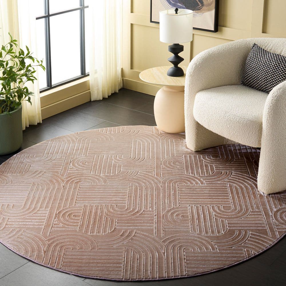 Loft 6 ft. x 6 ft. Round Light Brown Geometric Arch Area Rug price history on PriceWatchPro