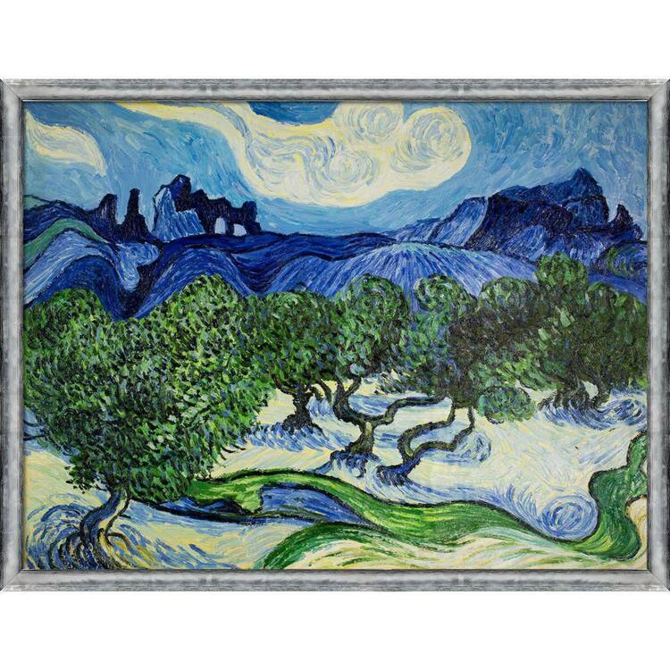 LA PASTICHE Olive Trees with the Alpilles by Vincent Van Gogh Piccino Luminoso Framed Oil Painting Art Print 32.5 in. x 42.5 in.