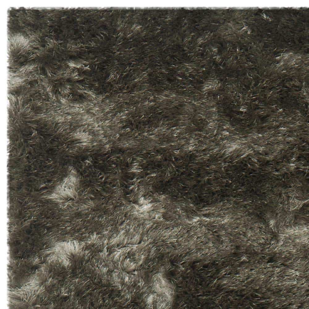 Titanium Round Handmade Tufted Shag Area Rug