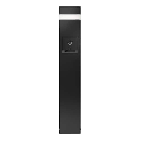 Wiremold 48 in. 2-Gang Black GFCI Receptacle and 4-Port USB Outlet Outdoor Charging Station with Area Light