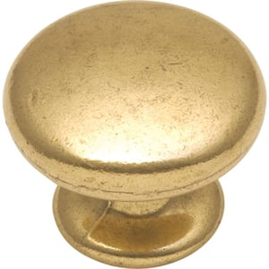 1-1/2 in. Antique Brass Round Thin Classic Cabinet Knob Backplate (10-Pack)