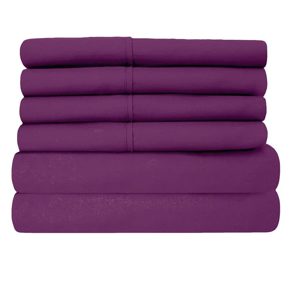 Eggplant Queen Ultra-Soft Microfiber 6-Piece Sheet Set