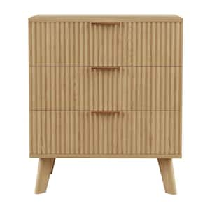 3-Drawer Modern Nightstand, Natural