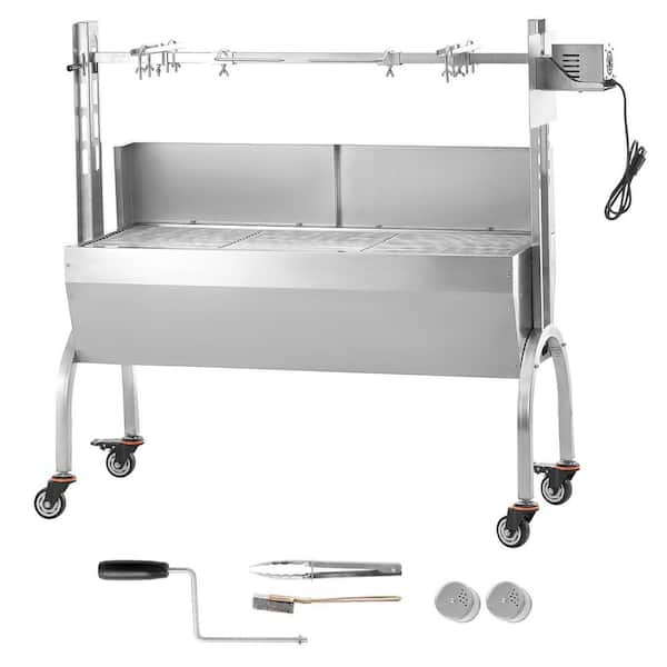 Rotisserie Grill with Windscreen, 46 in. 132 Lbs. Capacity, Electric 52W Motor Stainless Steel Roaster