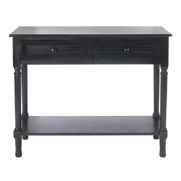 SAFAVIEH Tate 13 in. Black Rectangle Wood Console Table with Drawer
