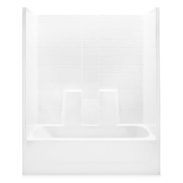 Aquatic Everyday 60 in. x 30 in. x 72 in. 1-Piece Bath and Shower Kit with Right Drain in White