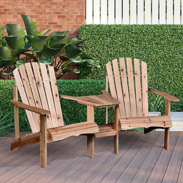 Wood Adirondack Chair Outdoor Patio Chaise Lounge Deck Reclined Bench Porch 