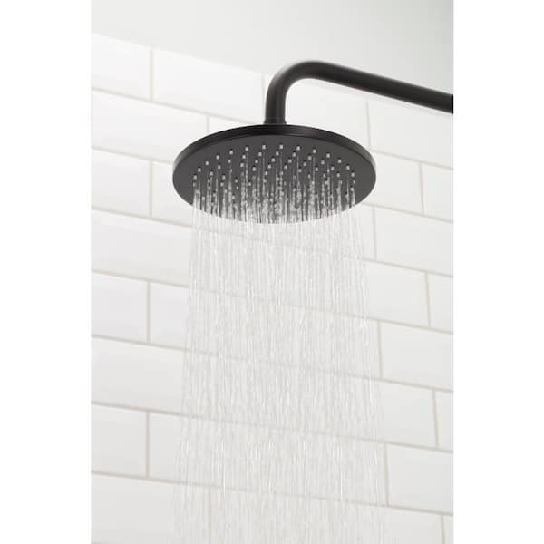 1-Spray 8 in. Single Ceiling MountHigh Pressure Fixed Rain Shower Head in Matte Black