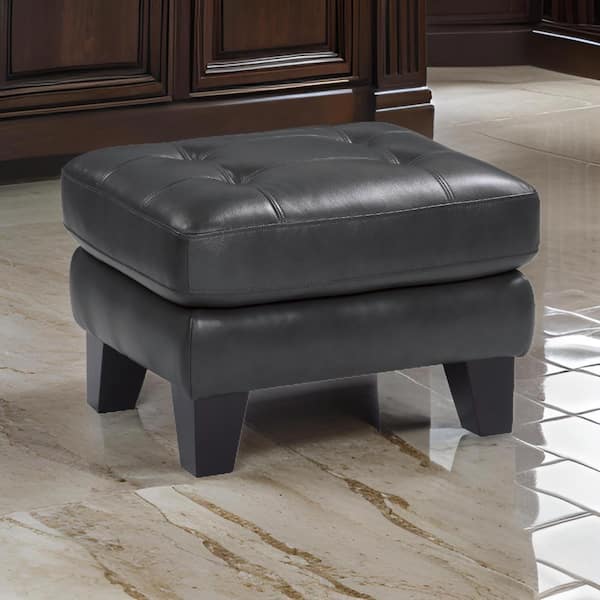 Benjara Gray and Burgundy Faux Leather Rectangle Storage Ottoman Medium