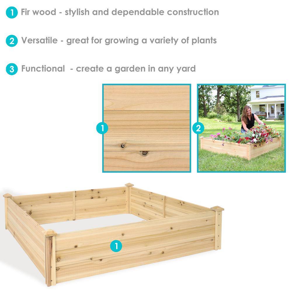 Sunnydaze 48-Inch Natural Fir Wood Raised Garden Bed