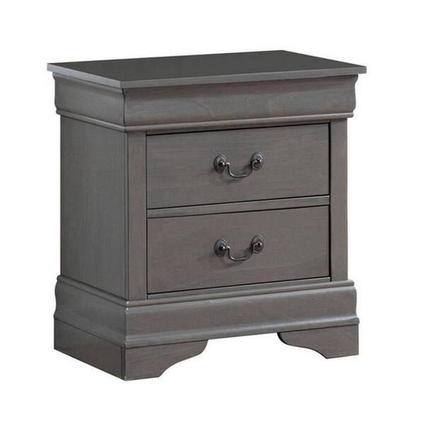 Wateday 2-Drawer Gray Nightstand 23.75 in. H x 15.75 in. W x 21.62 in ...