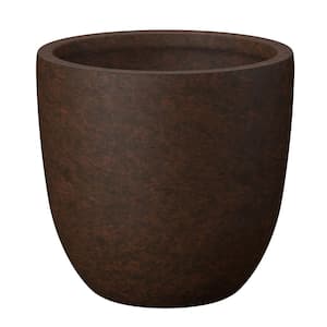 18 in. Large Earthy Brown Concrete Round Planter / Pot with Drainage Holes