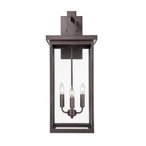 Barkeley 4-Light 12 in. Powder Coated Bronze Outdoor with Clear Glass