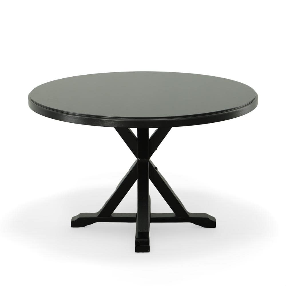 Winslet Round Black Wood X Base Dining Table