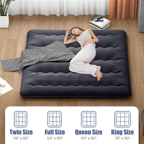 Costway 80 in. Black Fabric King Futon Mattress Japanese Floor