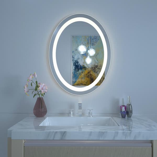 Kinwell 23 In W X 30 H Frameless, Backlit Mirror Bathroom Cabinet
