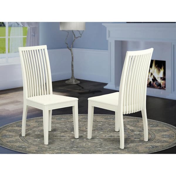 Linen White Wooden Seat Slat Back Dining Chair (Set of 2)