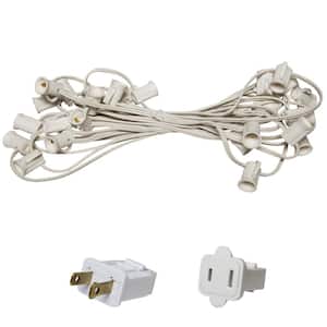 25 ft. C7/E12 White Wire Socket Stringer with 12 in. Spacing