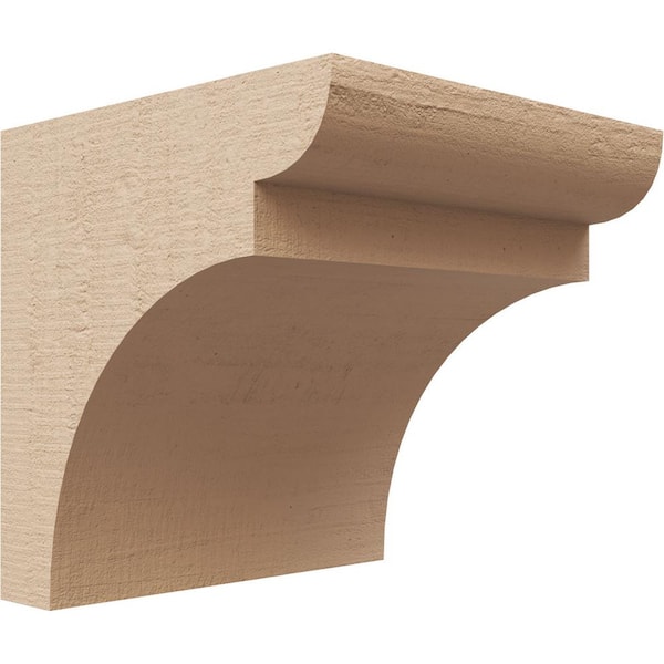 Ekena Millwork 4 in. x 4 in. x 4 in. Series 1 Wide Yorktown Rough Cedar Woodgrain Timberthane Polyurethane Corbel, Primed Tan