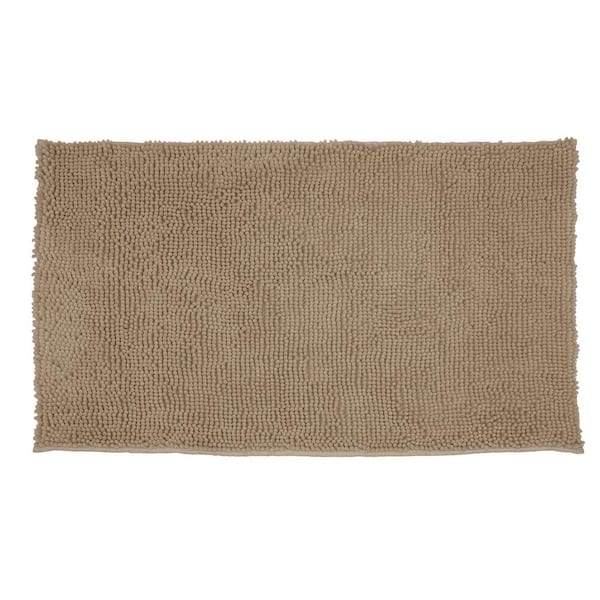 Resort Collection Plush Shag Chenille Linen 21 in. x 34 in. Bath Rug
