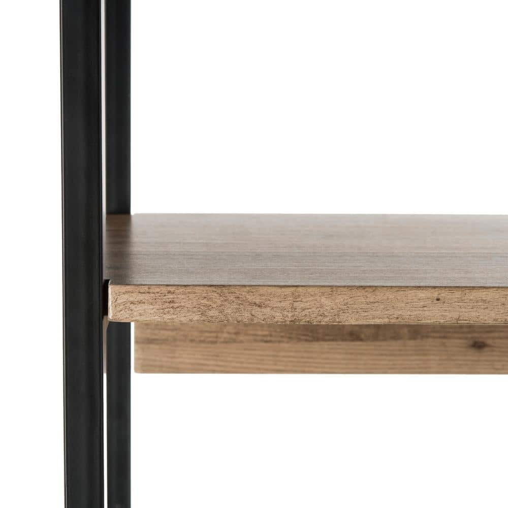 Transitional Oak & Black Iron 7-Tier Etagere - 79"