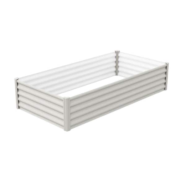 ABSCO 78 in. W x 40 in. D x 16 in. H Surfmist White Galvanized Steel Metal Raised Garden Bed