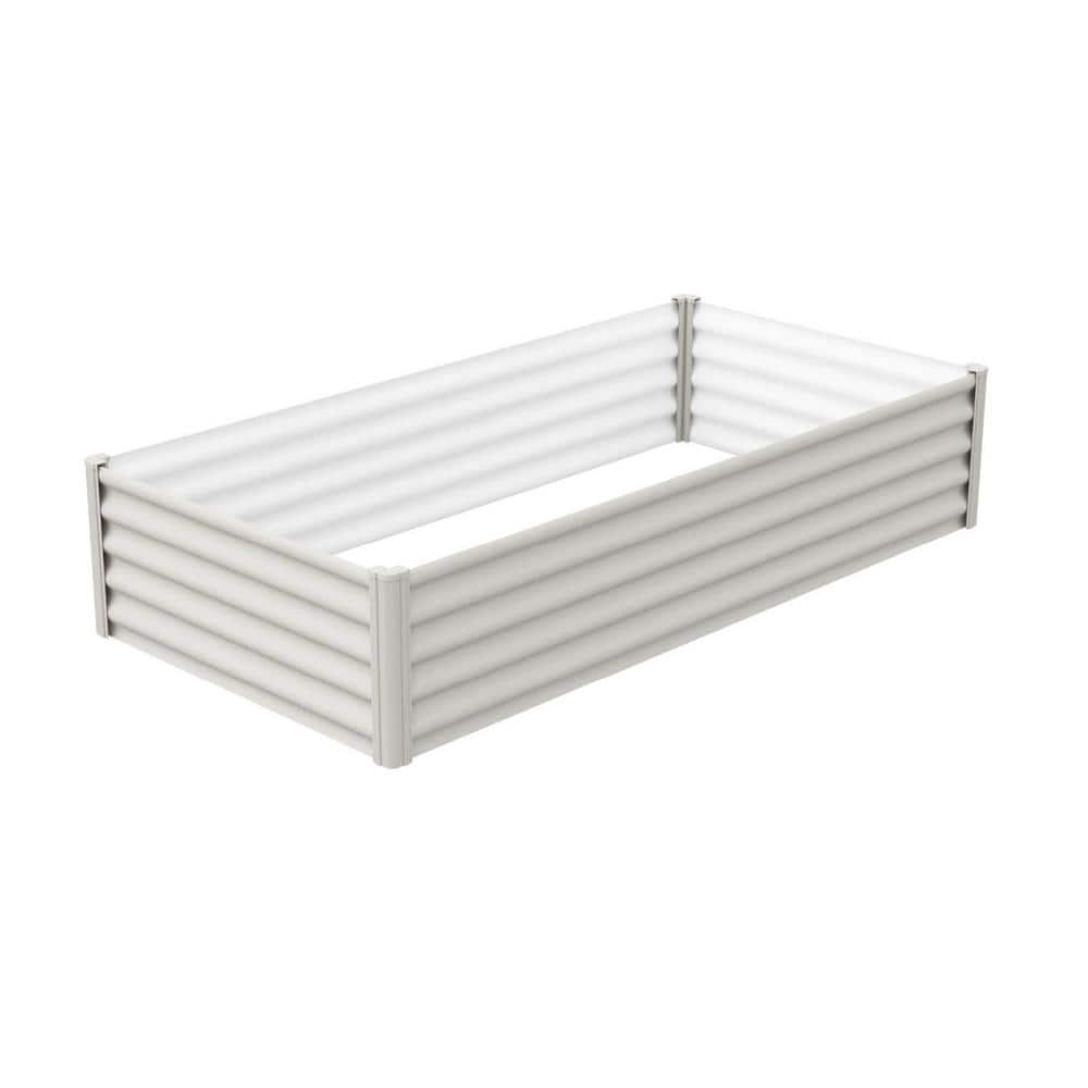 THE ORGANIC GARDEN CO. 78 in. W x 40 in. D x 16 in. H Surfmist White Galvanized Steel Metal Raised Garden Bed