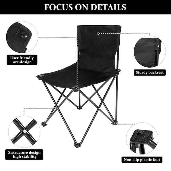 Otryad Portable Folding Camping Metal Chair with Carry Bag, Collapsible  Anti-Slip Padded Oxford Cloth Stool for Beach QS-WY016 - The Home Depot