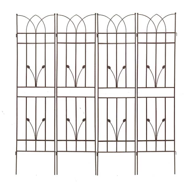 4 Pack Metal Garden Trellis 71" x 17.7" Rustproof Trellis for Climbing Plants Outdoor Flower Support Brown