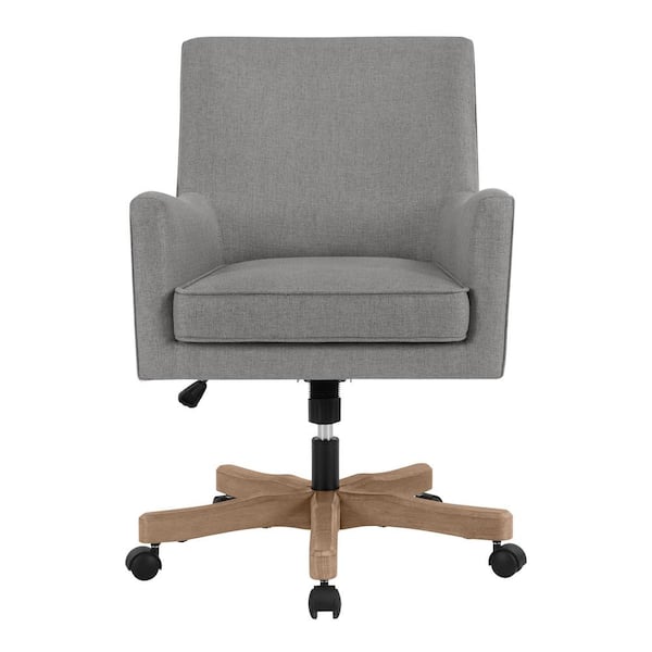 Home Decorators Collection Cosgrove Gray Upholstered Office Chair with Arms and Adjustable Wood Base