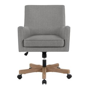 Cosgrove Gray Upholstered Office Chair with Arms and Adjustable Wood Base
