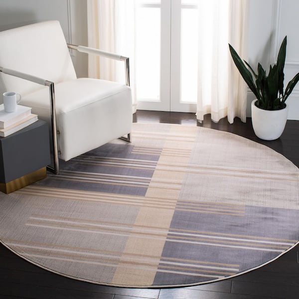 Orwell 3 ft. x 3 ft. Gray/Charcoal Abstract Geometric Round Area Rug