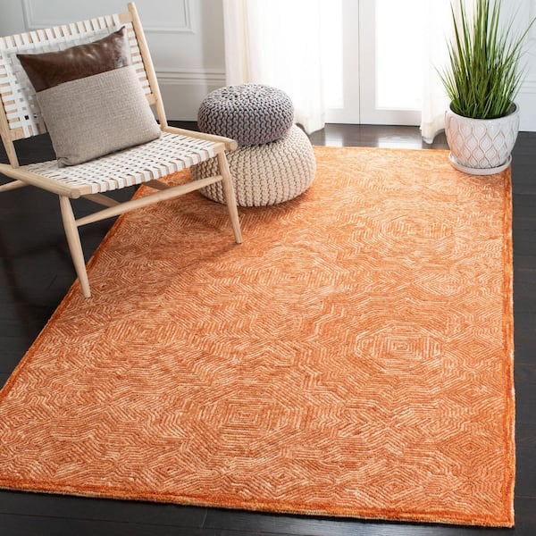 Ikat Rust 6 ft. x 9 ft. Striped Border Area Rug