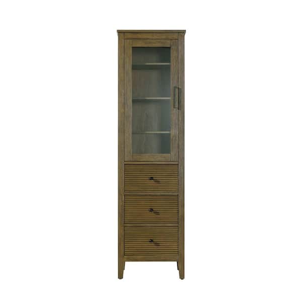 20 in. W x 18 in. D x 72 in. H Brown Freestanding Linen Cabinet