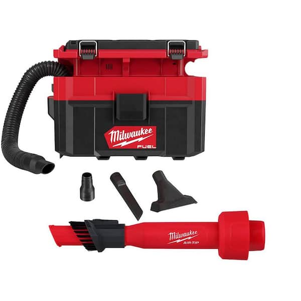 Milwaukee M18 FUEL PACKOUT Cordless 2.5 Gal. Wet/Dry Vacuum w/AIR-TIP 1-1/4 in. - 2-1/2 in. (1-Piece) 2-IN-1 Utility Brush