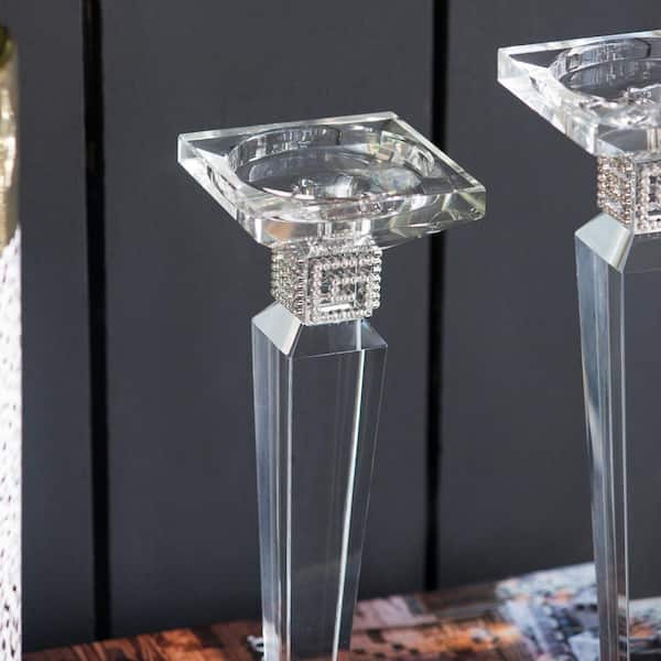 A & B Home Clear Crystal Candle Holders (Set of 2)