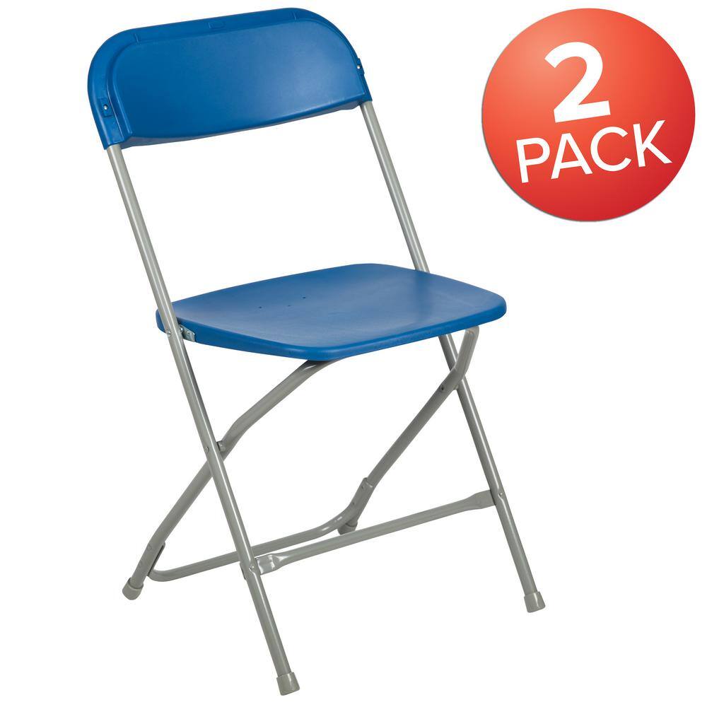 Carnegy Avenue Blue Plastic Seat with Metal Frame Folding Chair