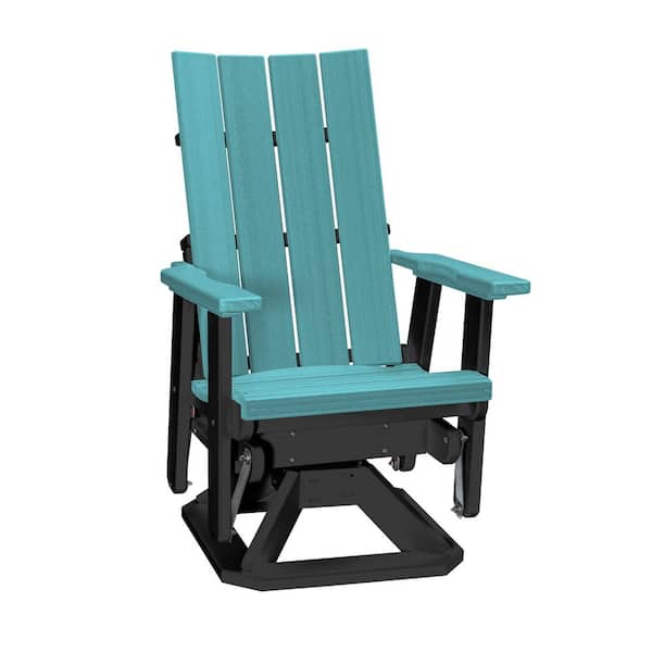 American Furniture Classics Brandon Series Black High Density Polyethylene Swivel Rocker Adirondack Chair (Set of 1)