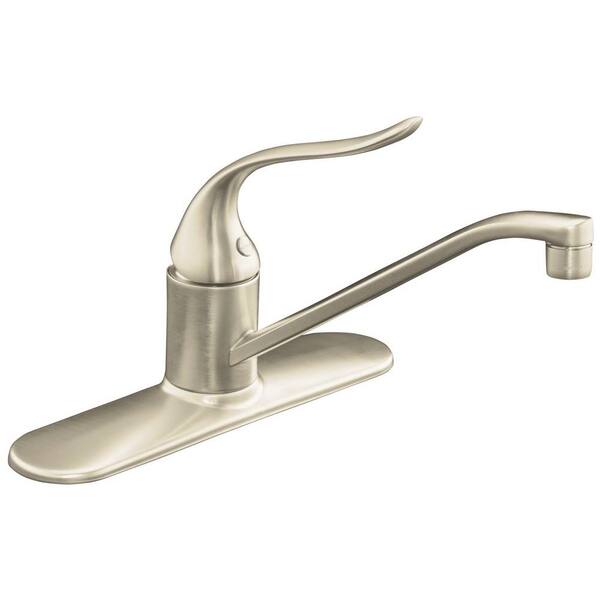 KOHLER Coralais Single-Handle Standard Kitchen Faucet with 10 in. Spout and Loop Handle in Vibrant Brushed Nickel