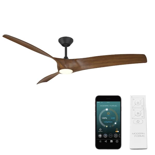 Zephyr 72 in. Smart Indoor/Outdoor Matte Black/Distressed Koa Standard Ceiling Fan Selectable CCT Integrated LED +Remote