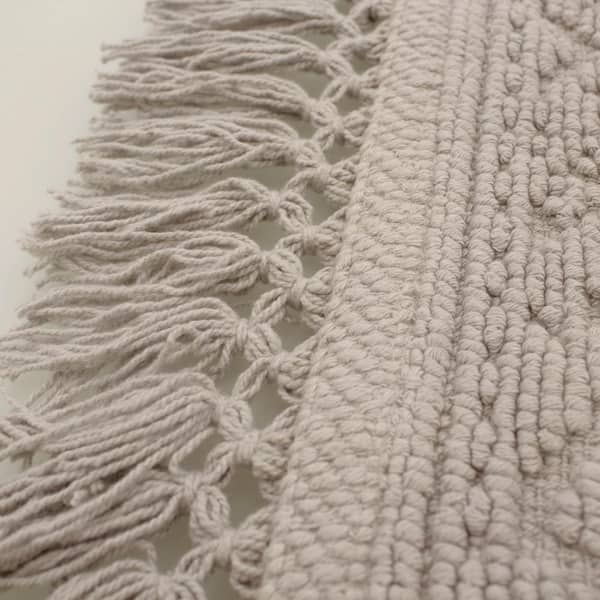 Jean Pierre Ricardo Cotton Fringe 27 In X 45 In Bath Rug In Light Grey Yma007499 The Home Depot