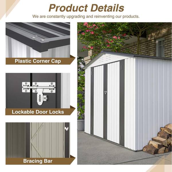 Zeus & Ruta 8 ft. W x 6 ft. D Metal Shed with Double Door with 2