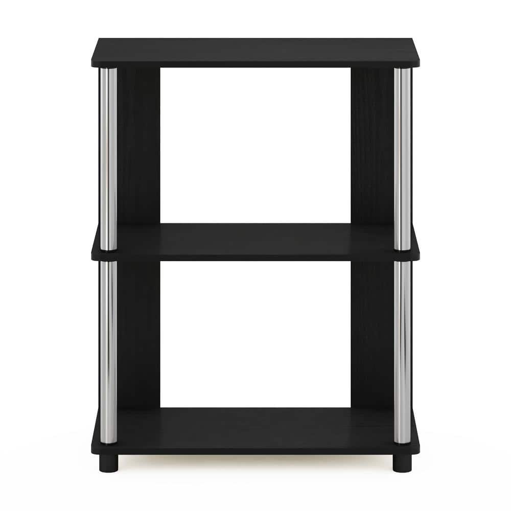 Jaya Simple 3-Tier Bookcase in Americano with Chrome Accents