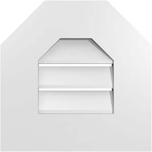 14 in. x 14 in. Octagonal Top Surface Mount PVC Gable Vent: Functional with Standard Frame