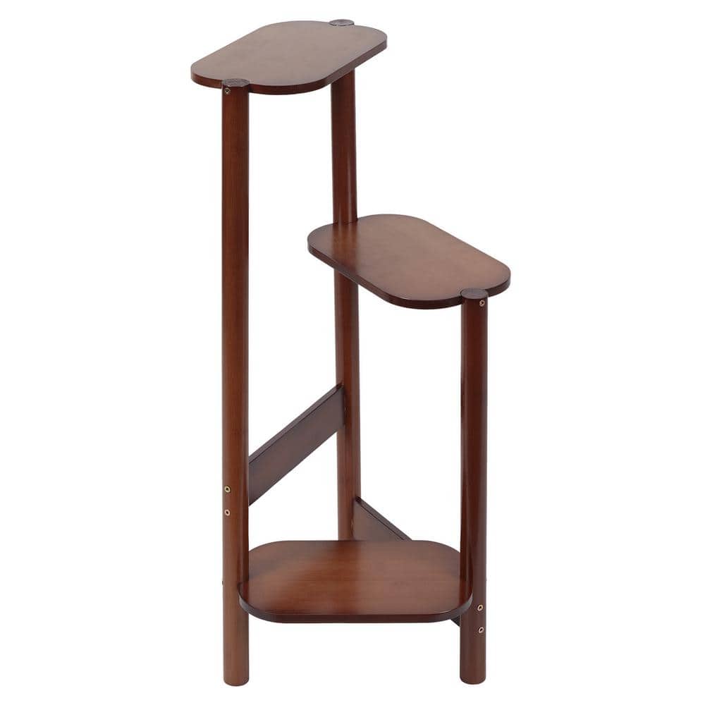 29.5 in. x 12.6 in. Indoor Brown Bamboo Wood Plant Stand 3-Potted Display H