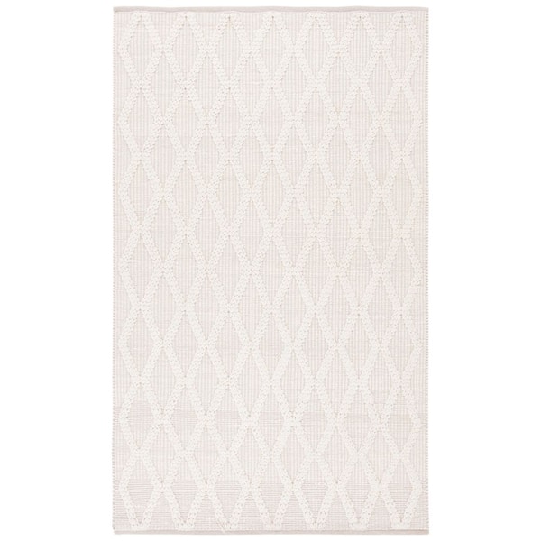 Natura 4 ft. x 6 ft. Ivory Chevron Striped High-Low Area Rug